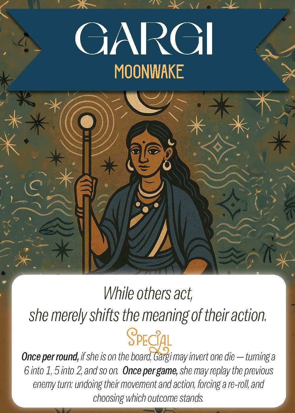 Ludo RPG flat character card Gargi Mystic