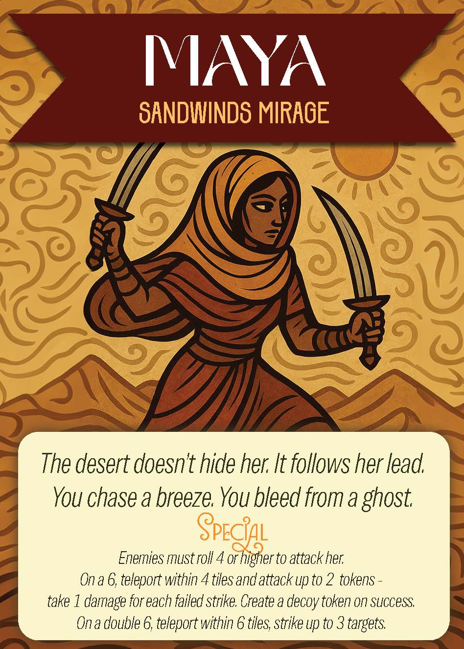 Ludo RPG flat character card Maya Assassin