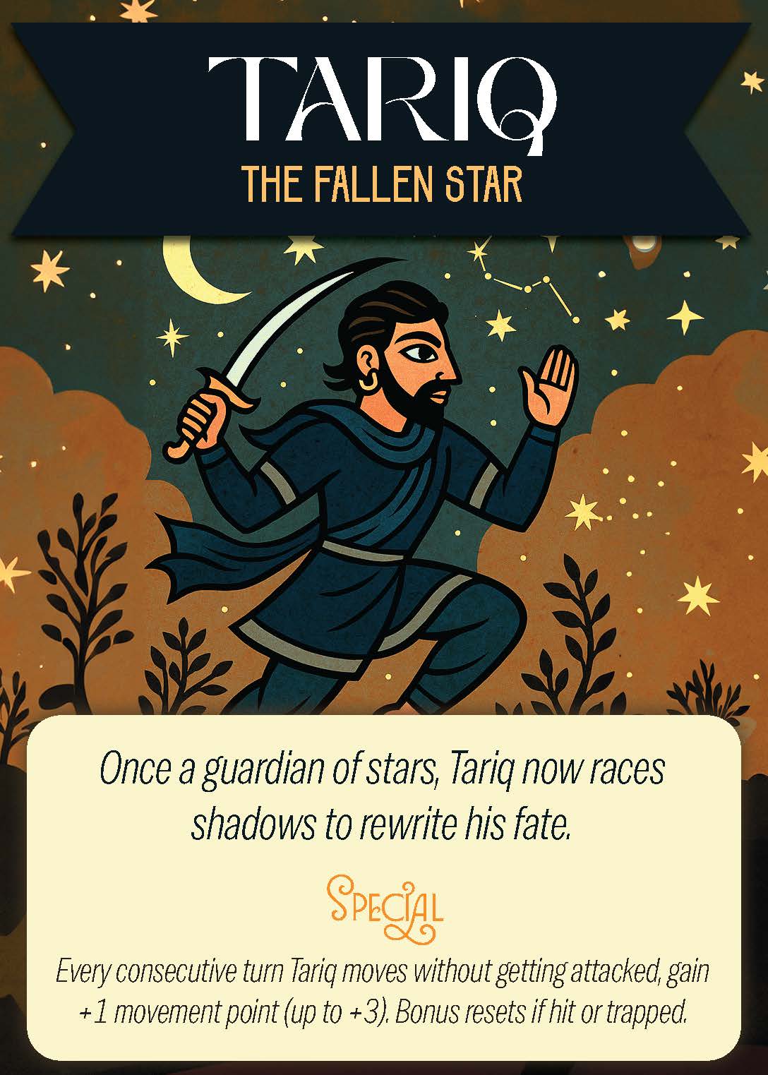 Ludo RPG flat character card Tariq Speedster