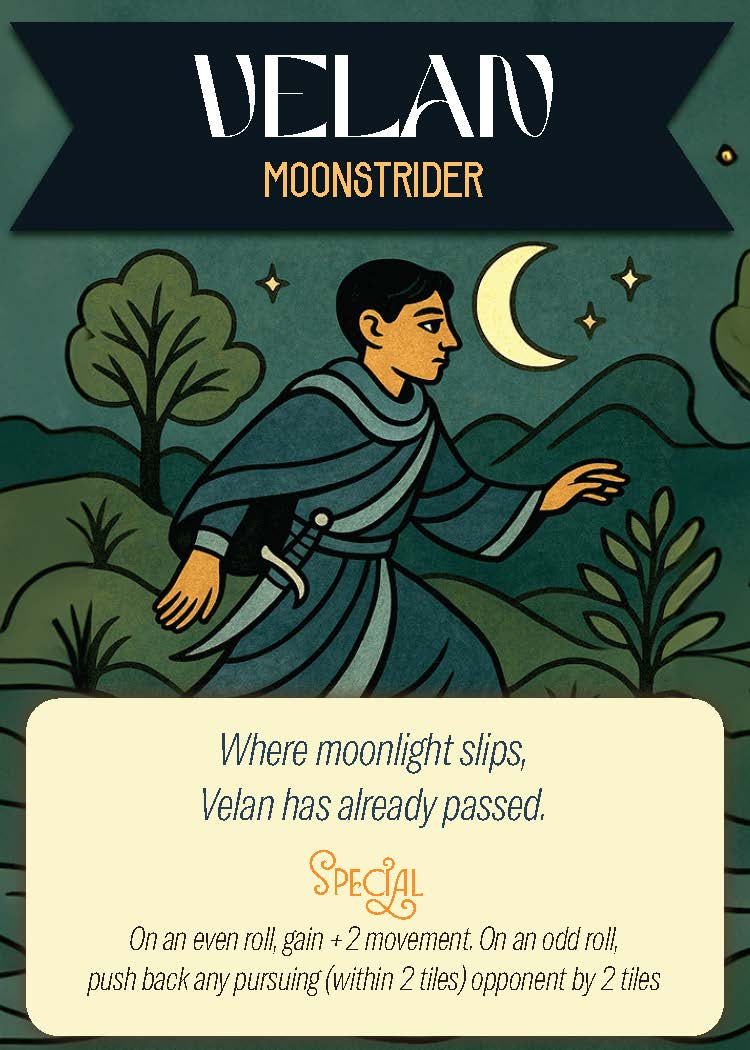 Ludo RPG flat character card Velan Speedster